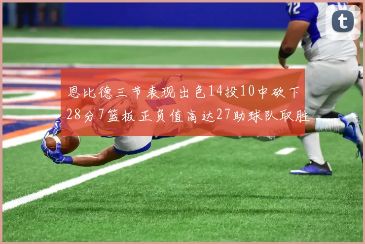 恩比德三节表现出色14投10中砍下28分7篮板正负值高达27助球队取胜